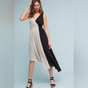 Anthropologie Black and Cream Midi Dress